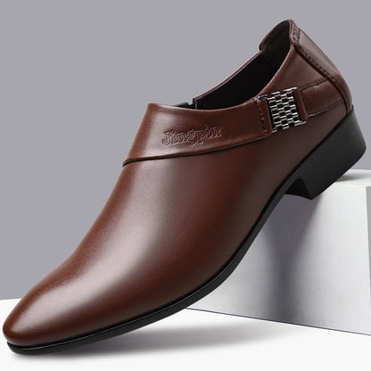 saferido Men Leather Shoes Formal Dress Shoes for Male Plus Size Party Wedding Office Work Shoes Slip on Business Casual Oxfords