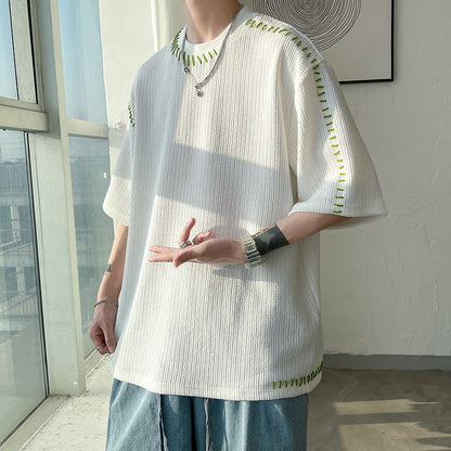 Men Summer Quality T Shirts Manual Suture Harajuku Casual Tshirt For Male  Neutral Oversize Tees Short Sleeve Tops