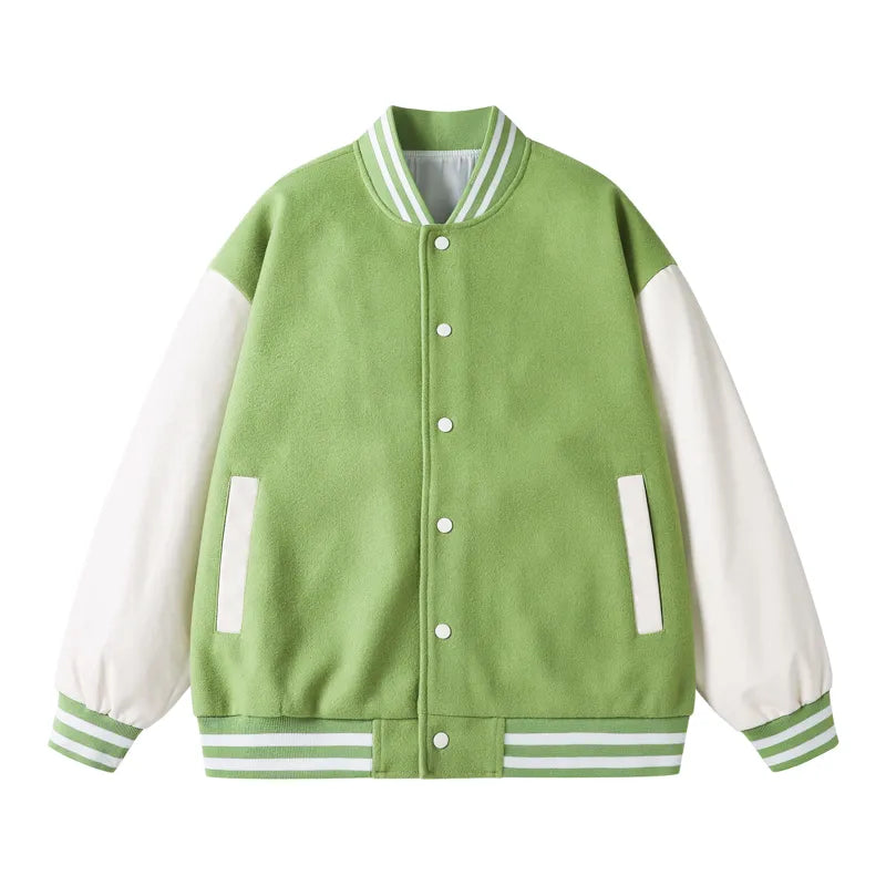 Baseballs Jackets New Fashion Quality Patchwork Button Leather Sleeve Sports Coat Women Men Team Baseball Jacket Custom