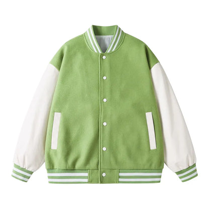 Baseballs Jackets New Fashion Quality Patchwork Button Leather Sleeve Sports Coat Women Men Team Baseball Jacket Custom