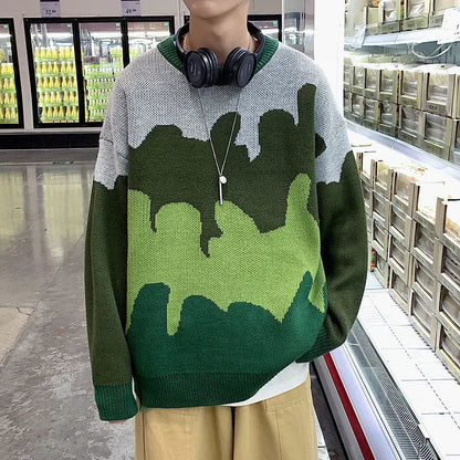 saferido Sweater Y2K  With Hearts Harajuku Fashion Men's Clothes Winter Trend Women's Print Oversize Korean Knit Hip Hop Clothing Sweater