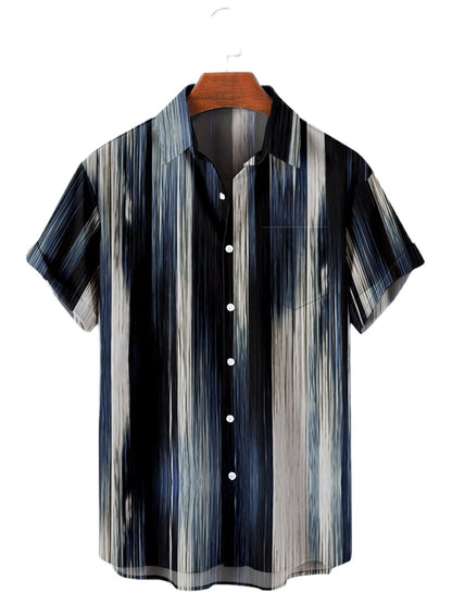5XL Hawaiian Men's Shirt Colourful Striped Camisa Short Sleeve Shirts For Men Casual Top Oversized Tee Shirt Men Clothing