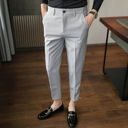 saferido New Style Men's Spring Slim Fit Business Suit Trousers/Male Pure Color Stretch Pencil Pants Man Dress Pants Brand Clothing