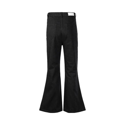 Y2K RO Style Wide Leg Black Vintage Jeans Flare Pants Men's Harajuku Solid Streetwear Baggy Casual Denim Trousers Oversized