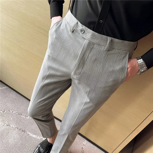 saferido Men Spring High Quality Business Suit Pants/Male Slim Fit Fashion Casual Formal Mens Dress Pants Men High Waist Solid Trousers