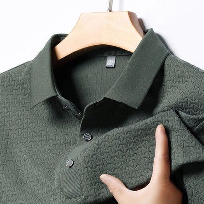 saferido Solid Color Polo Shirt Men, Retro Lapels Long Sleeve T-shirt, 2024 Spring Men's Top, Business Casual Men's Clothing M-4XL