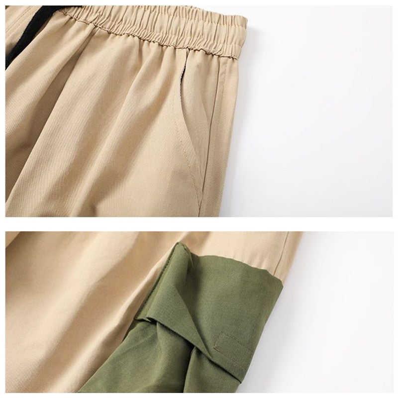 HOUZHOU Patchwear Cargo Shorts Pants for Men Oversize Cropped Trousers Male Summer Casual Beach Japanese Streetwear Hip Hop