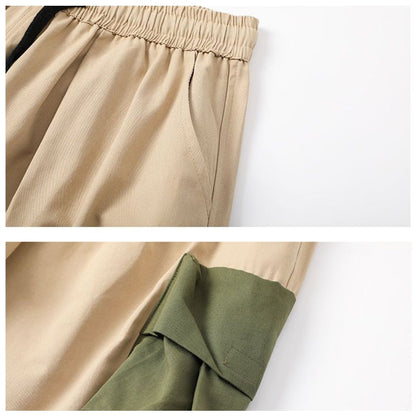 HOUZHOU Patchwear Cargo Shorts Pants for Men Oversize Cropped Trousers Male Summer Casual Beach Japanese Streetwear Hip Hop