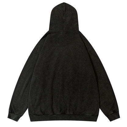Vintage Mens Hoodie Sweatshirt Y2K Grunge Hip Hop Ripped Embroidery Teeth Patch Hooded Streetwear Harajuku Punk Gothic Pullover