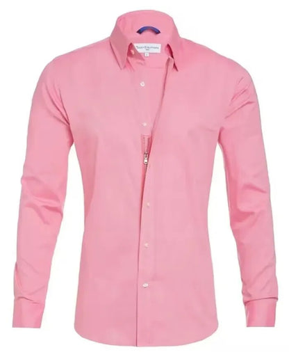 Men's Zipper Shirt Hidden Zipper Fake Button Spring and Fall Models New Oxford Stretch Cotton Zipper Shirt Shirts for Men