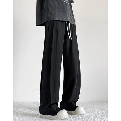 saferido Summer Casual Pants Men Oversized Solid Color Ice Silk Pants Men Streetwear Loose Straight Pants Men Trousers Large Size 5XL