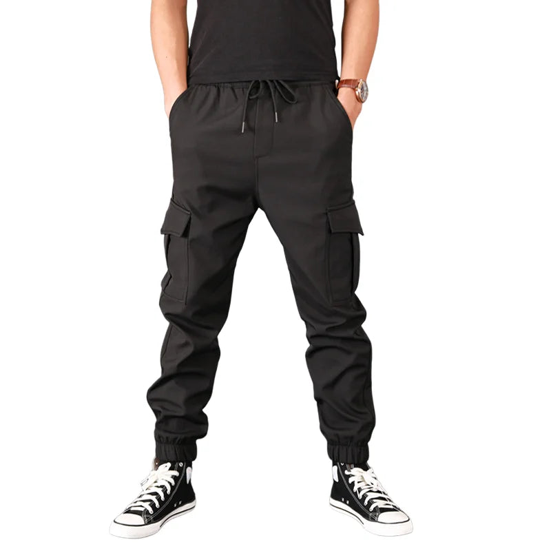 saferido Spring And Autumn Solid Color Men's Jogging Pants Multi-Pocket Loose Casual Warm Sports Pants Overalls Men's Large Size M-4XL