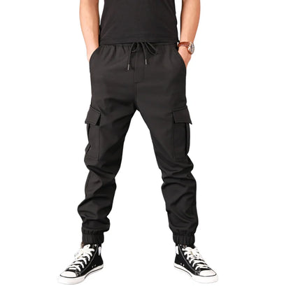 saferido Spring And Autumn Solid Color Men's Jogging Pants Multi-Pocket Loose Casual Warm Sports Pants Overalls Men's Large Size M-4XL