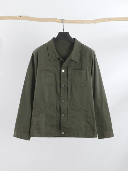 Vintage Men's Denim Jackets Spring Casual Solid Single Breasted Pocket Top Chic Loose Patchwork Oversize Cargo Jackets New