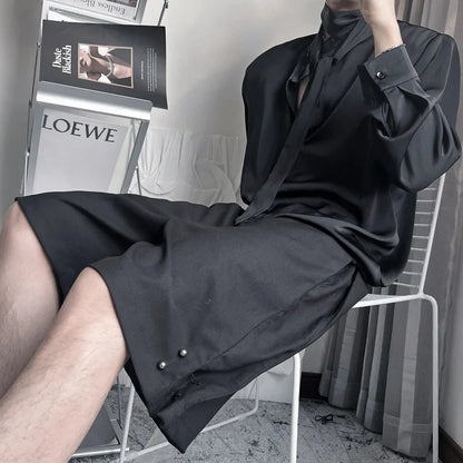 saferido Summer Suit Shorts Men Fashion Social Mens Dress Shorts Korean Loose Business Casual Shorts Mens Grey Black Office Formal Shorts