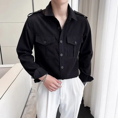 saferido Korean Style Men Spring High Quality Casual Long-sleeved Shirts/Male Slim Fit Fashion Lapel Shirt S-2XL Men Clothing