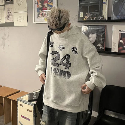 saferido Hoodies Men Retro Y2K Sports Graphic Soft Hoodie American Trendy Versatile Street Fashion Loose Casual Tops Autumn Men'S Clothes