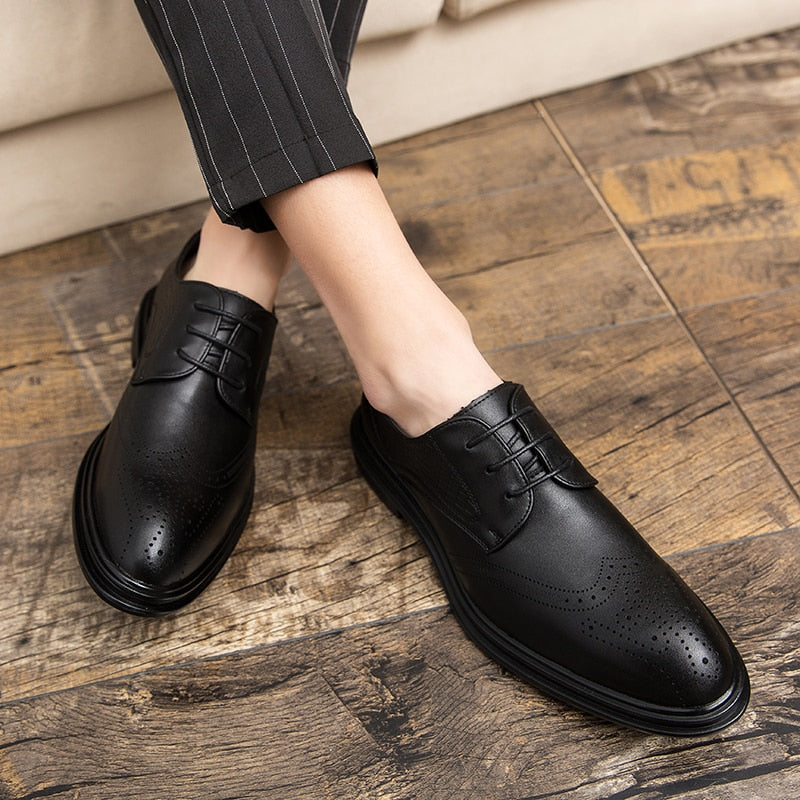 saferido Spring Gentleman Oxfords Leather Shoes Luxury Goods Men Shoes Fashion Casual Pointed Toe Formal Business Male Wedding Dress