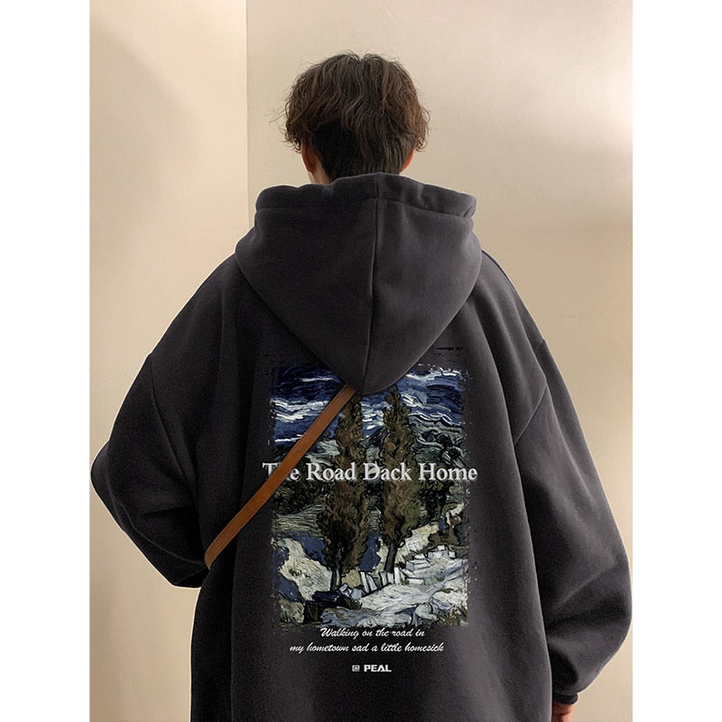 Oil Painting Mens Hoodies Fashion Unisex Pullovers Hip Hop Loose Male Streetwear Sweatshirts