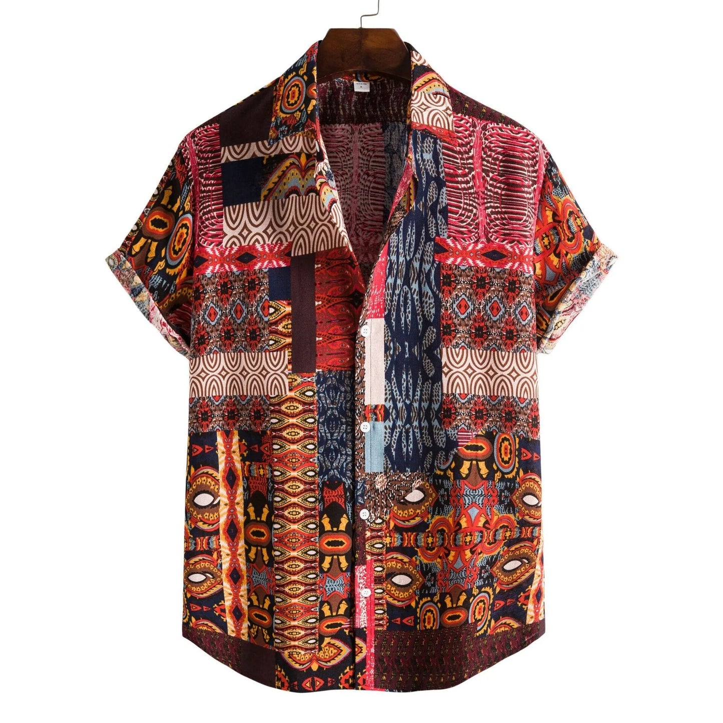 Mens Vintage Button Up Linen Shirts Slim Fit Short Sleeve Hawaiian Floral Shirt Men Casual Harajuku Streetwear Camisas Homme XXL