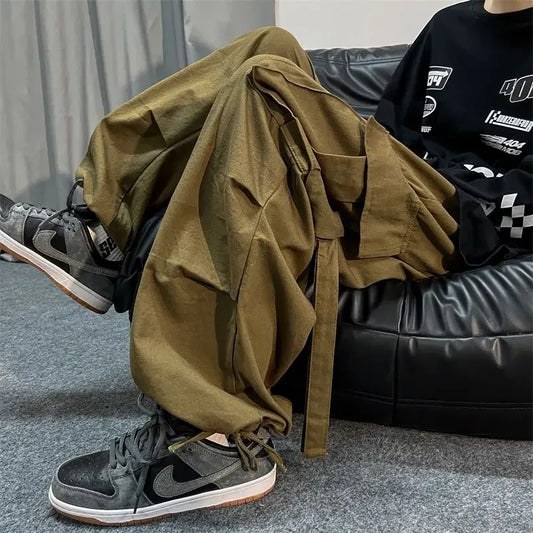 saferido Black Cargo Pants for Men Oversize Cargo Trousers Male Green Loose Casual Japanese Streetwear Hip Hop Pocket Big Size