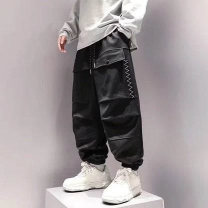 saferido Korean Cargo Pants Men Japanese Streetwear Oversize Sweatpants Harajuku Casual Joggers Kpop Trendy Trousers Hip Hop