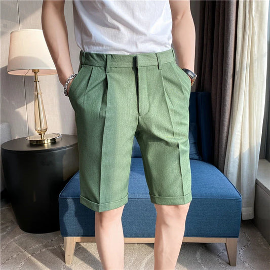 saferido  British Style Men's Summer Slim Fit Casual Shorts/Male High Quality Fashion Solid Color Shorts