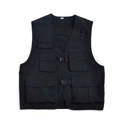 saferido Mens Vest Jacket Summer Thin Hip Hop Cargo Vest Design Tooling Pocket Vest Fashion Outwear Clothes Harajuku