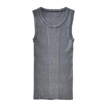 Men Summer Vest Ribbed Tank Top Men's Ribbed Knitted Summer Vest Slim Fit Sleeveless Tank Tops for Casual Activewear Fitness Gym