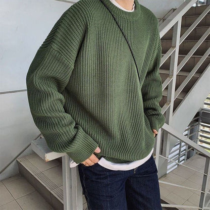 New Men's Sweater Autumn Fashion Solid Color Wool Sweater Slim Fit Men's Street Wear Men's Knitted Sweater Men's Pullover