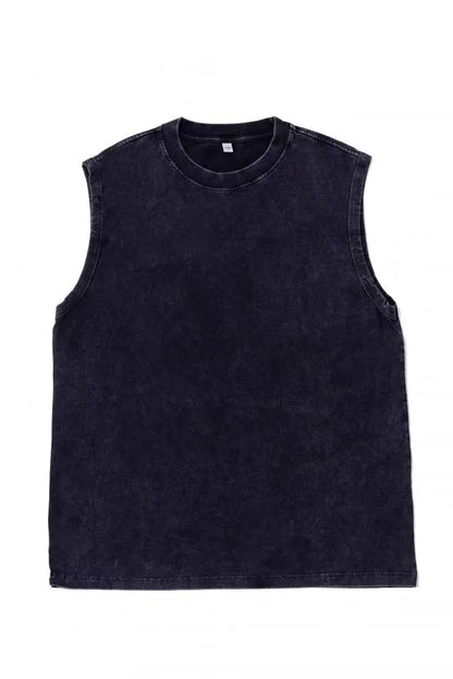 saferido 230GSM Men's Vest Gothic Top Punk Heavy Metal 100% Cotton Casual Harajuku Demon Black Vintage Washed Summer Sleeveless Streetwear