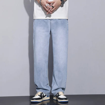 saferido Men's Clothing Y2k Baggy Jeans Spring/Summer New Man Pants American Trendy Hole Loose Leisure Straight Leg Wide Jeans for Men