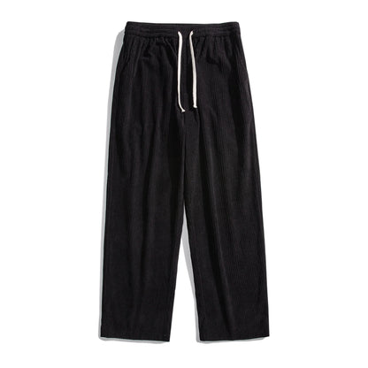 saferido Men's Casual Pants Loose Straight Corduroy Pants Elastic Waist Sweatpants Fashion Streetwear Spring Men Sports Jogger Trousers