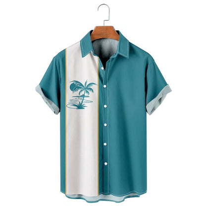 Men's 3D Print Summer Short Clothes Coconut Casual Beach Lapel Luxury Shirt Loose And Breathable Sleeve Retro Top Harajuku
