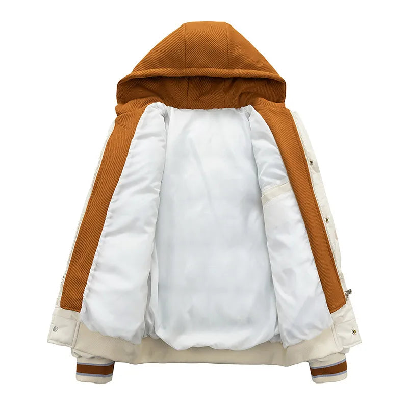 Winter Jacket Men's Zipper New Jacket Streetwear Windproof Fashion Jacket Hooded Parkers Winter Thick Thermal Cotton Coat Men's