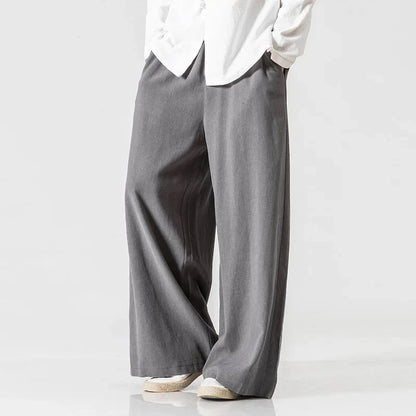 saferido Chinese Style Men's Loose Cotton Linen Pants Retro Wide-leg Hakama Plus Size Harajuku Casual Pants 5xl Men Clothing