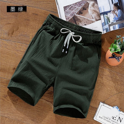 Cotton Linen Shorts Men's Summer Basic Short Men's Korean Slim Sweat Versatile Fashion Beach Shorts Men Free Shipping