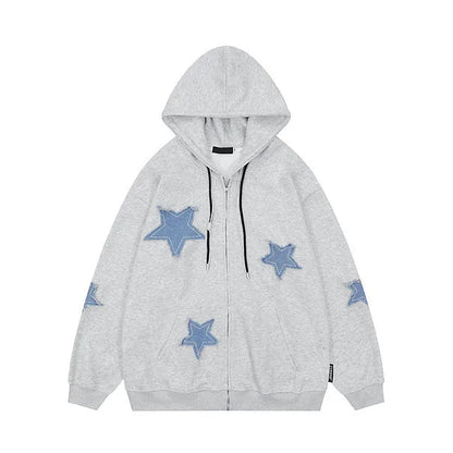 saferido Men's Hoodies Sweatshirt Women's Oversized Sweatshirts with zipper Harajuku Casual Style Y2k Star Coat Streetwear Hip Hop Jacket