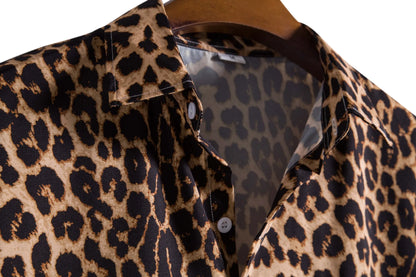 Leopard Floral Shirt Men Camisa Masculina Brand Slim Fit Short Sleeve Hawaiian Shirt Men Party Beach Casual Shirts Male 5XL