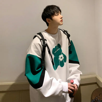 Green Bear Men‘s Sweatshirts Fashion Brand New Streetwear Pullovers Korean Style Unisex Hoodies Loose Male Clothing