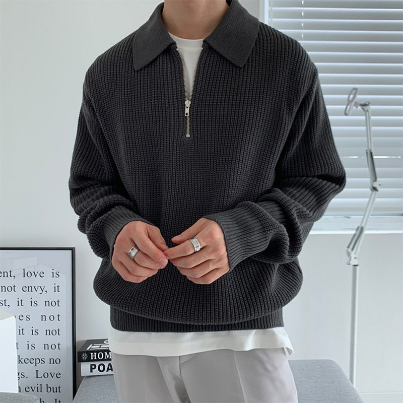 Korean Fashion Men Sweaters Chic Luxury Pullover Tops Mens Autumn Winter Vintage Loose Long Sleeve Kintted Sweater Streetwear