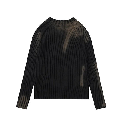High Street Paint Graffiti Old Slim Fit Knitted T-shirt Ins Lazy Style Knitted Sweater New Fashion Tops Pullover