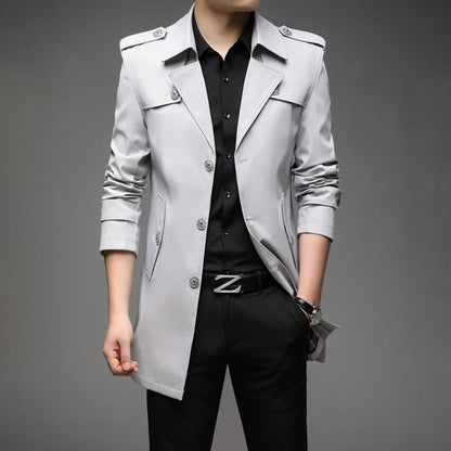 New Spring Men Trench Fashion England Style Long Trench Coats Mens Casual Outerwear Jackets Windbreaker Brand Mens Clothing