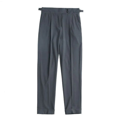 Men's Luxury Button-down Draped Baggy Suit Pants Casual Solid Color Straight Premium Elegant Dress Pants New Spring