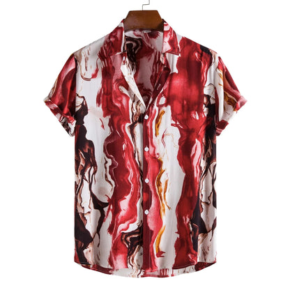 Mens Vintage Button Up Linen Shirts Slim Fit Short Sleeve Hawaiian Floral Shirt Men Casual Harajuku Streetwear Camisas Homme XXL