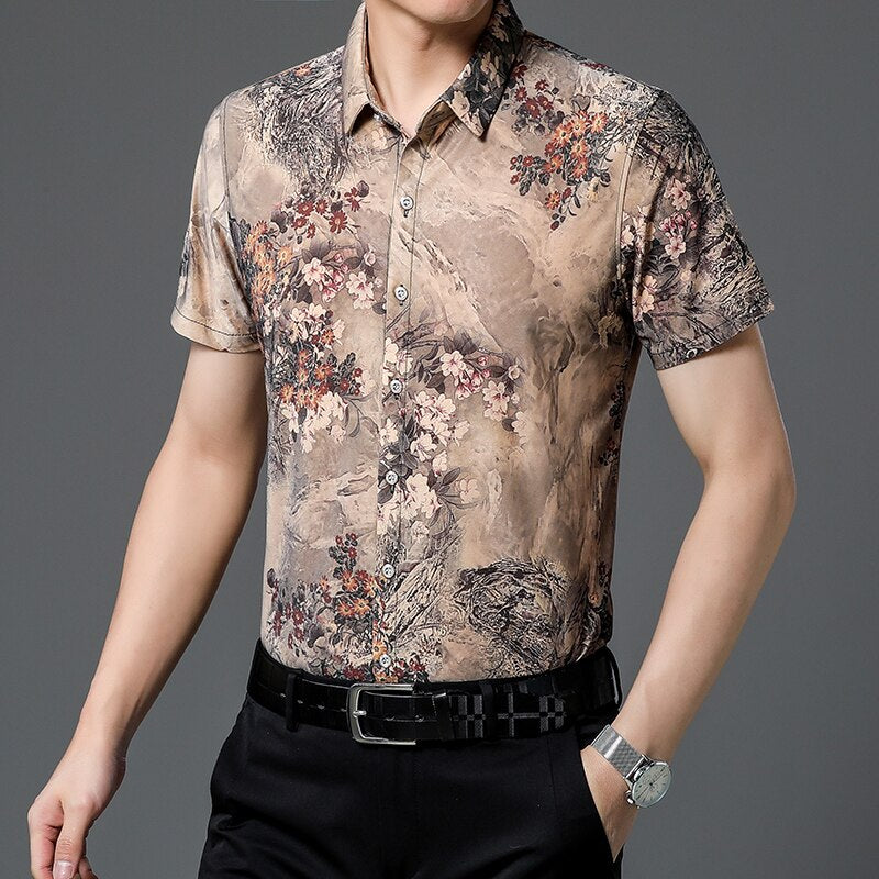 Men's Fashion Summer Shirt Short Sleeve Hawaiian Beach Casual Floral Shirts For Man Personalized Holiday NightClub Blouse