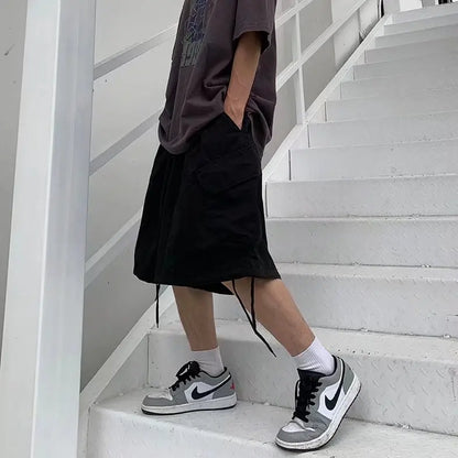 saferido Summer Mens Cargo Shorts Loose Hip Hop Harajuku Straight Streetwear Bermuda Masculina