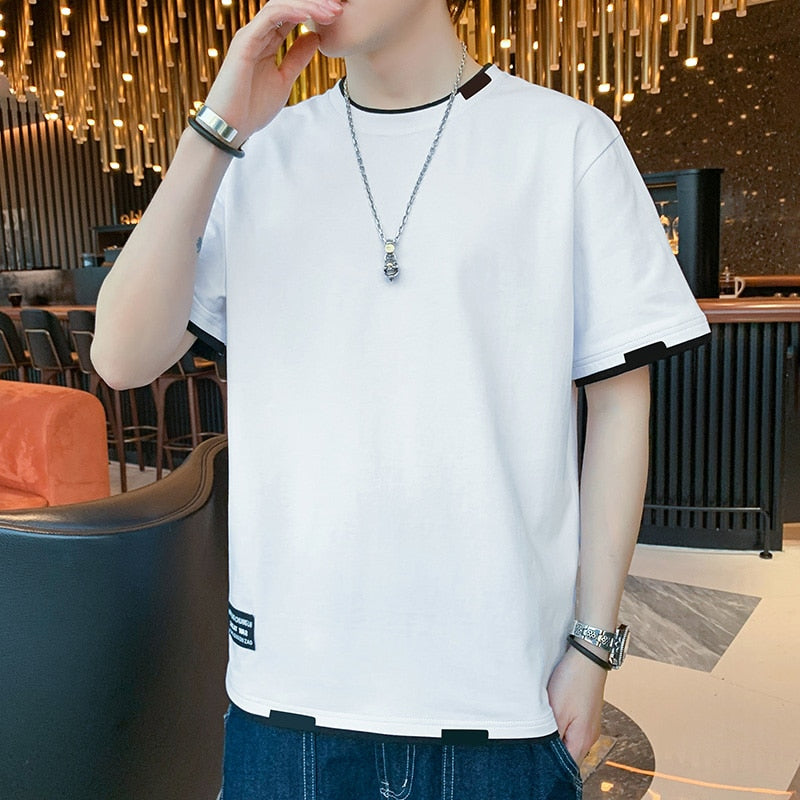 T Shirts For Men Casual Cotton Tee Shirts Hip Hop Korean Fashion Clothing Short Sleeve Shirts Streetwear