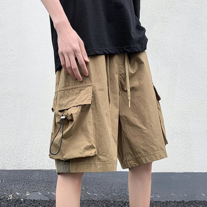 saferido Summer New Japanese Style Large Size Thin Shorts Men Loose Knee Cargo Shorts Hip Hop Streetwear Male Short Trousers