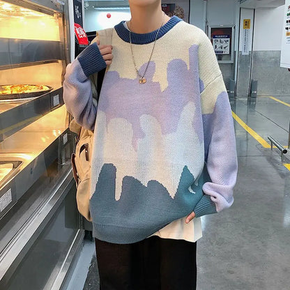 saferido Sweater Y2K  With Hearts Harajuku Fashion Men's Clothes Winter Trend Women's Print Oversize Korean Knit Hip Hop Clothing Sweater